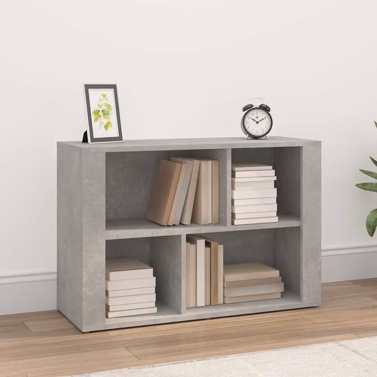 Credenza vidaXL in legno multistrato grigio cemento, L 80 cm x P 30 cm x H 54 cm