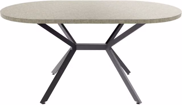 Tavolo da pranzo ovale Frankystar in legno e metallo con base centrale, colori nero e beige, L: 150 cm, P: 90 cm, H: 75 cm