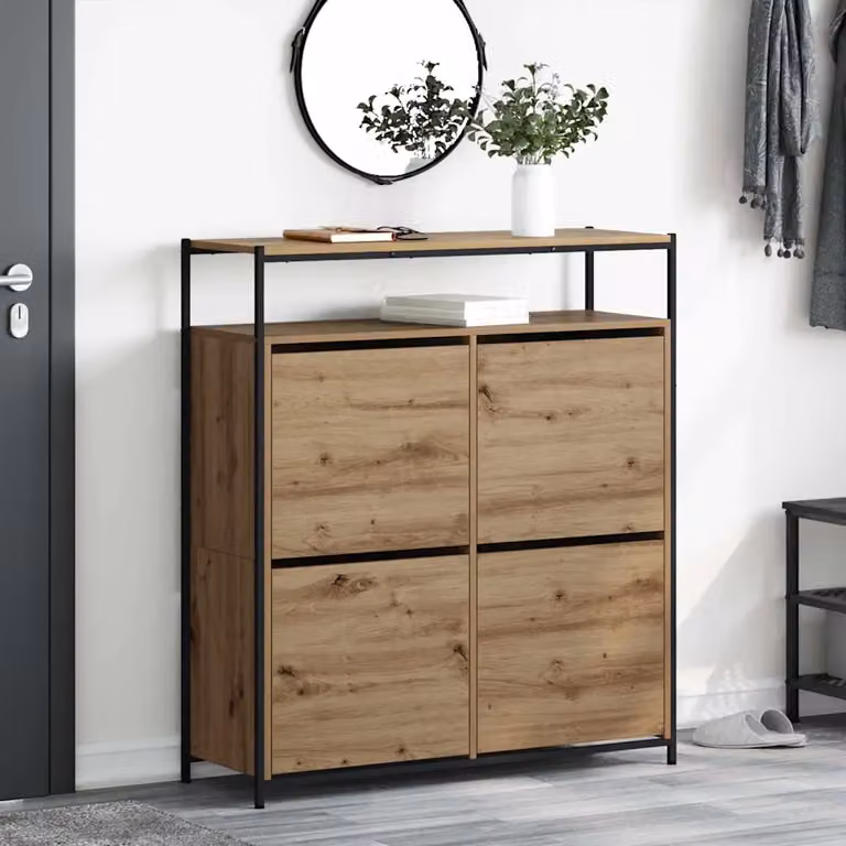 Mobile per scarpe moderno vidaXL in legno e metallo, L: 100 cm, P: 34 cm, H: 112 cm