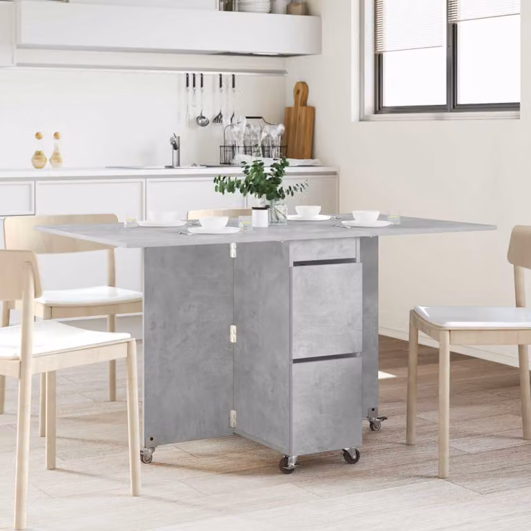 vidaXL Tavolo da pranzo moderno rettangolare in legno ingegnerizzato grigio L: 140 cm, P: 80 cm, H: 77 cm