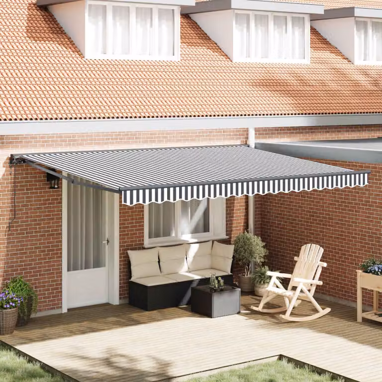 Struttura tenda parasole vidaXL in alluminio e poliestere, Antracite e Bianco, L: 450 cm x P: 300 cm