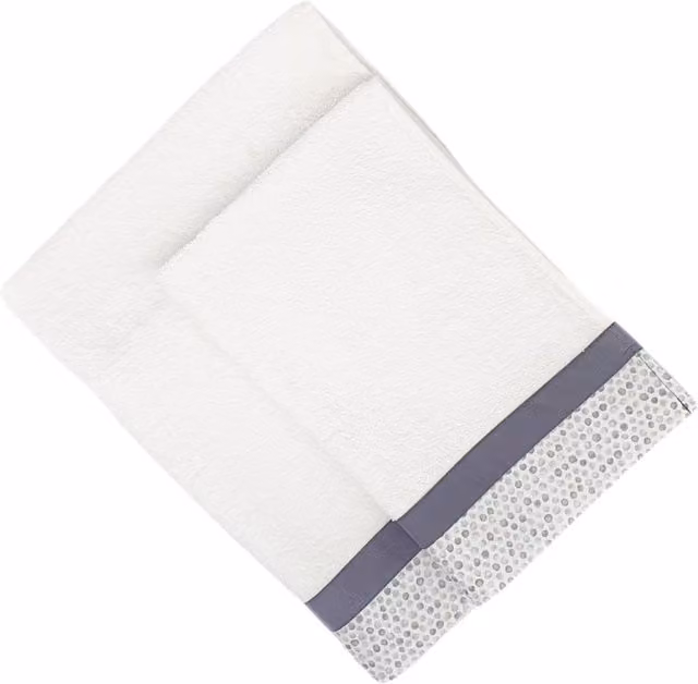 Set di 2 asciugamani per ospiti Pallini Ipersan in cotone bianco con motivo a pois e bordo decorativo