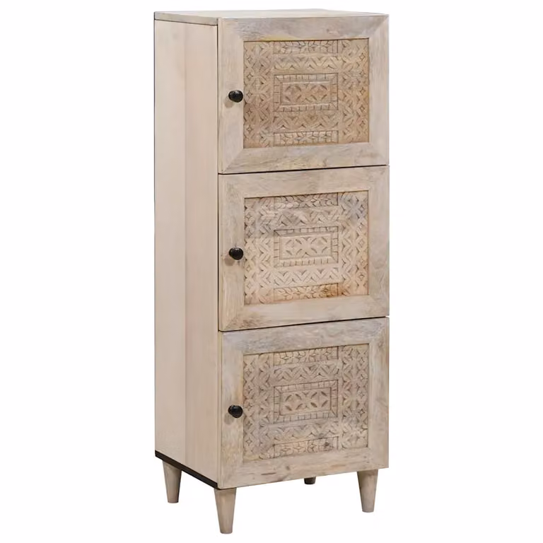 Credenza moderna vidaXL in legno di mango bianco L 40 cm x P 33,5 cm x H 110 cm
