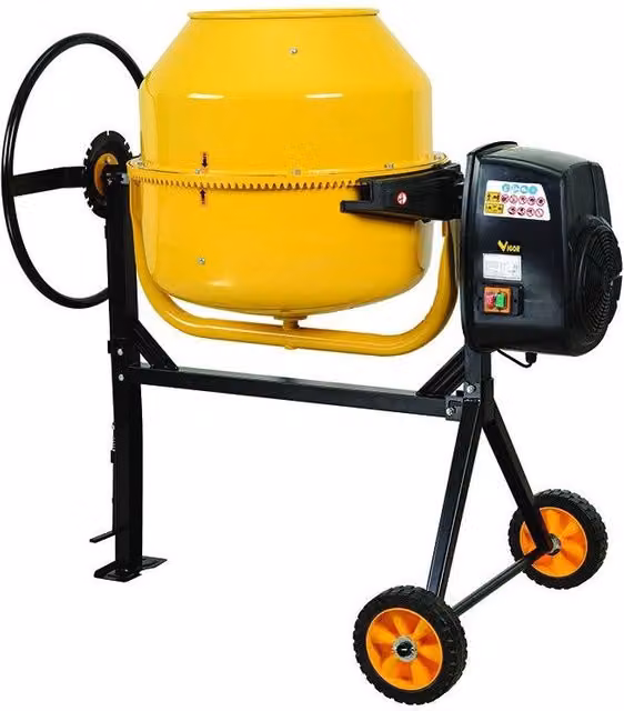 Betoniera Vigour modello 180 laterale gialla con motore da 800 W