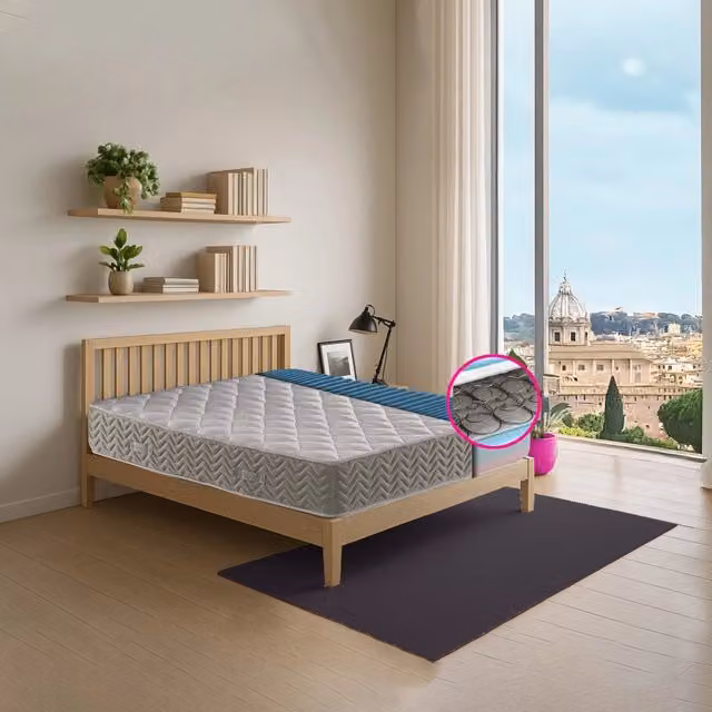 Materasso a molla singolo Geemma MOD. MASSAGE.21, ortopedico e capovolgibile con lato rigido o semirigido, tessuto anallergico e regolazione della temperatura, colore bianco, L/P/H: 100 x 200 x 21 cm