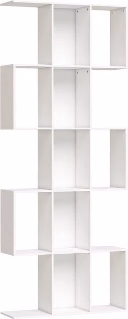 Libreria a forma di S HOMCOM con 5 livelli per soggiorno, camera o ufficio, colore bianco, L 80 cm x P 24 cm x H 200 cm