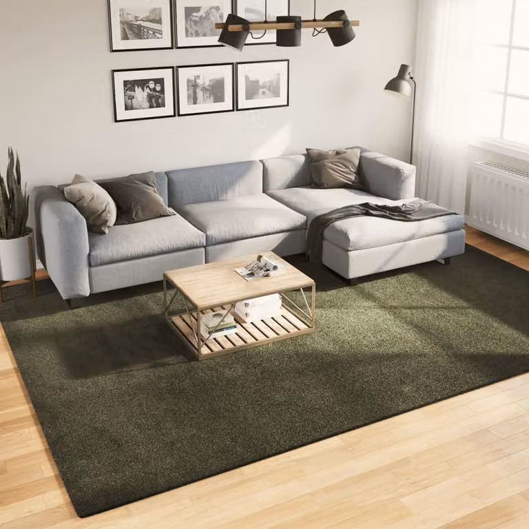vidaXL Tappeto Pelo Corto HUARTE Verde, Lavabile, Antiscivolo e Adatto a Riscaldamento a Pavimento, L: 340 cm x P: 240 cm, Spessore: 1,8 cm
