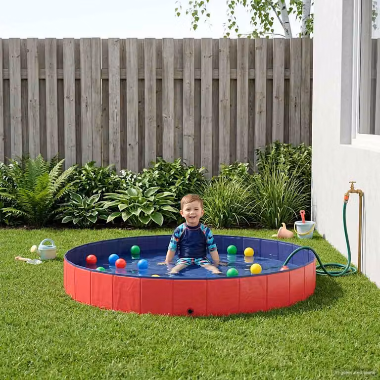 Piscina gonfiabile rotonda per bambini vidaXL, colore rosso, Ø 300 x H 38 cm