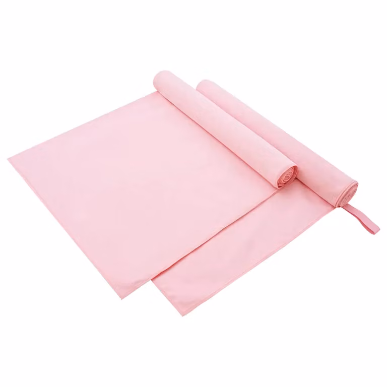 Set di 2 asciugamani sportivi in microfibra vidaXL rosa, morbidi e ad asciugatura rapida, L: 180 cm x P: 90 cm