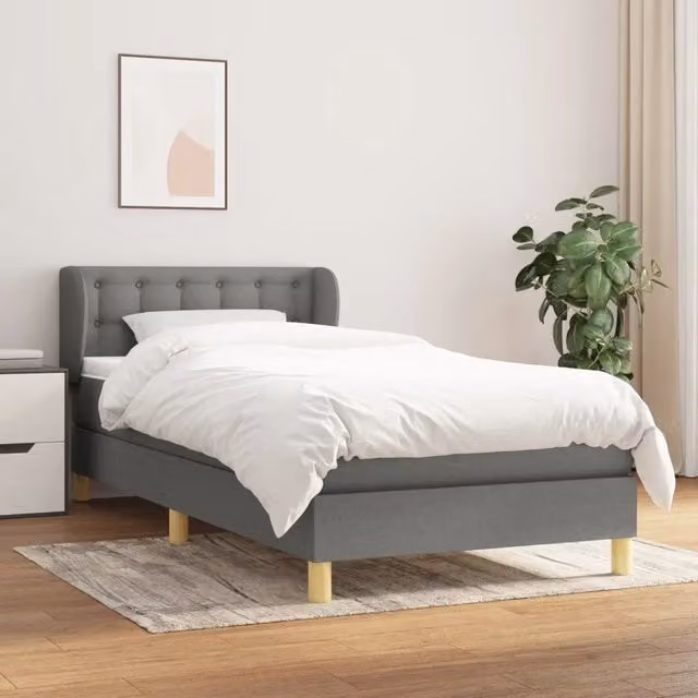 Letto a molle VIDAXL con materasso in tessuto grigio e bianco L/P/H: 203 x 103 x 88 cm