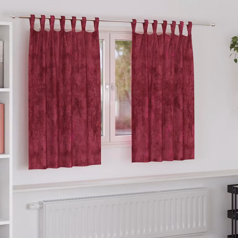 Set di 2 tende in velluto vidaXL color rosso vino, oscuranti e termoisolanti, L 140 cm x H 140 cm