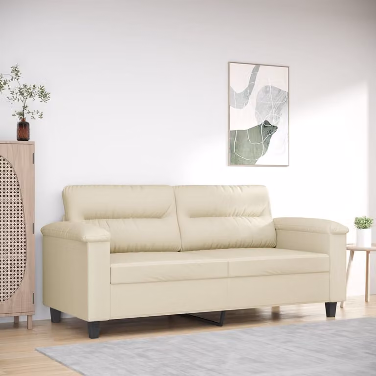 Divano letto a 2 posti vidaXL in similpelle beige con struttura in metallo per il tuo soggiorno