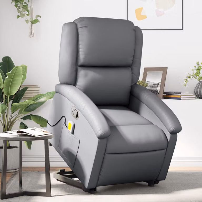 Poltrona Alzapersona Reclinabile con Assistenza Elettrica vidaXL in Similpelle Grigia