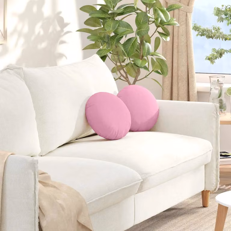 Set di 2 cuscini per seduta rotondi vidaXL in tessuto rosa con rivestimento lavabile, Ø 30 cm x H 13 cm