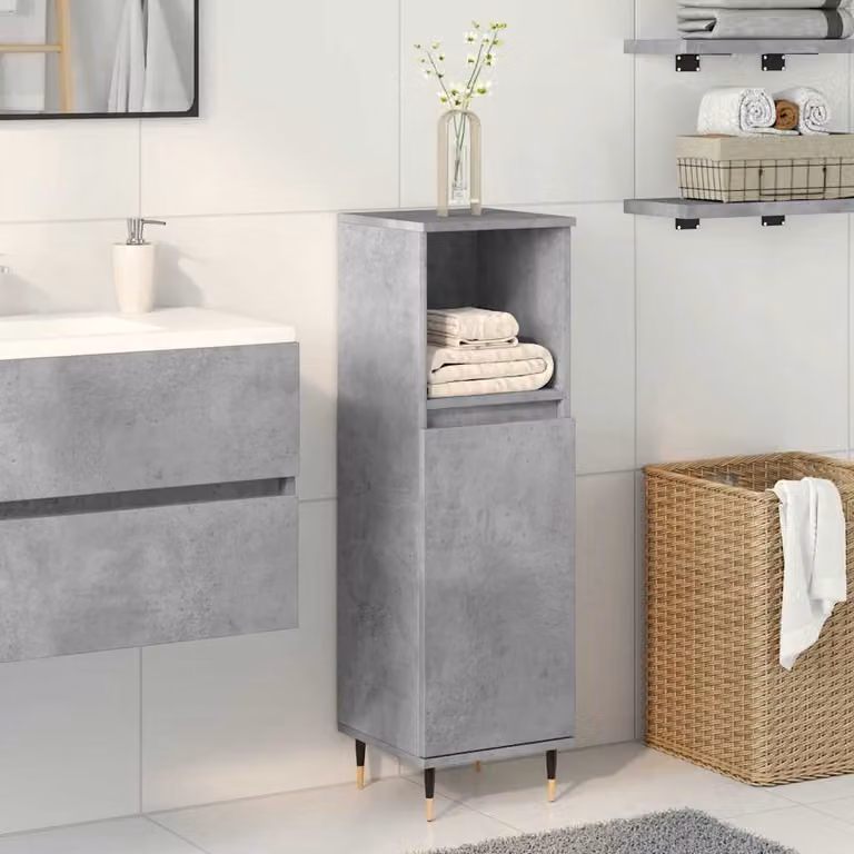 Armadietto da bagno vidaXL in stile industriale grigio con ante a battente e ripiani interni L/P/H: 30 x 30 x 100 cm