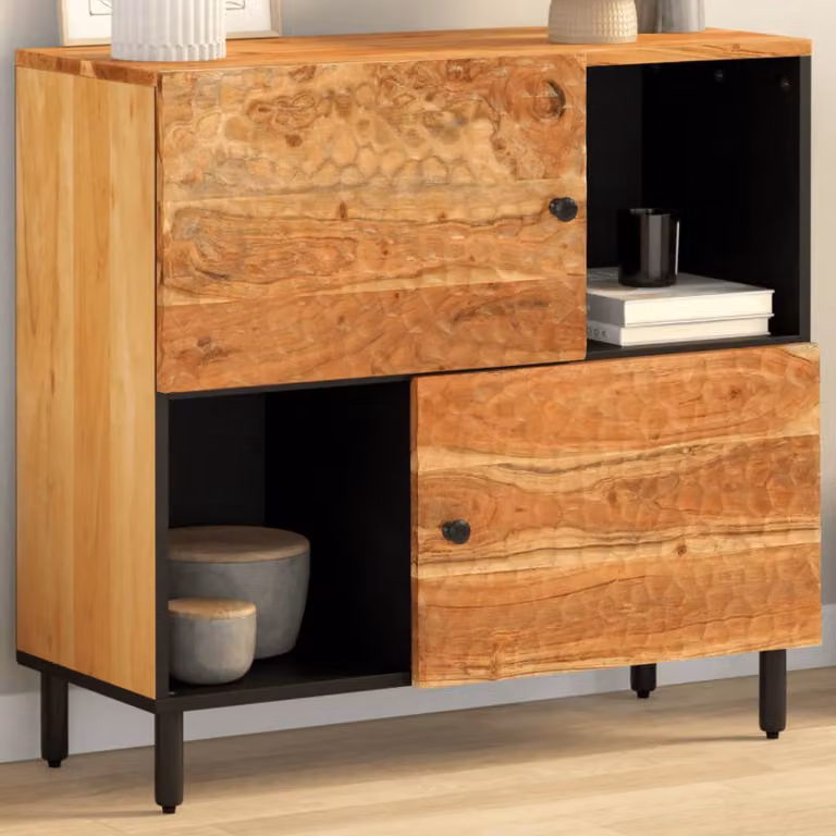 Credenza vidaXL in legno massello di acacia marrone L: 80 cm, P: 33 cm, H: 75 cm