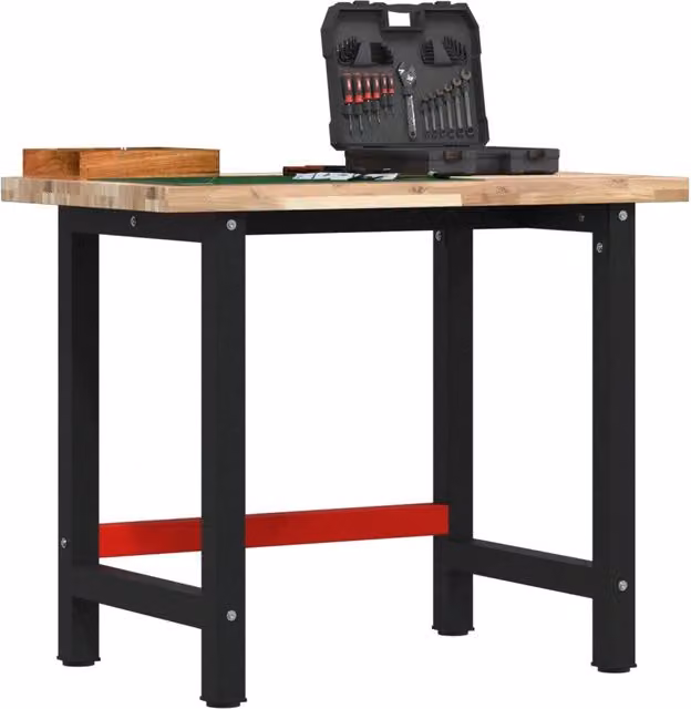 Banco da Lavoro VIDAXL in Legno e Metallo, Colore Rosso e Nero, L 100 cm x P 60 cm x H 83 cm