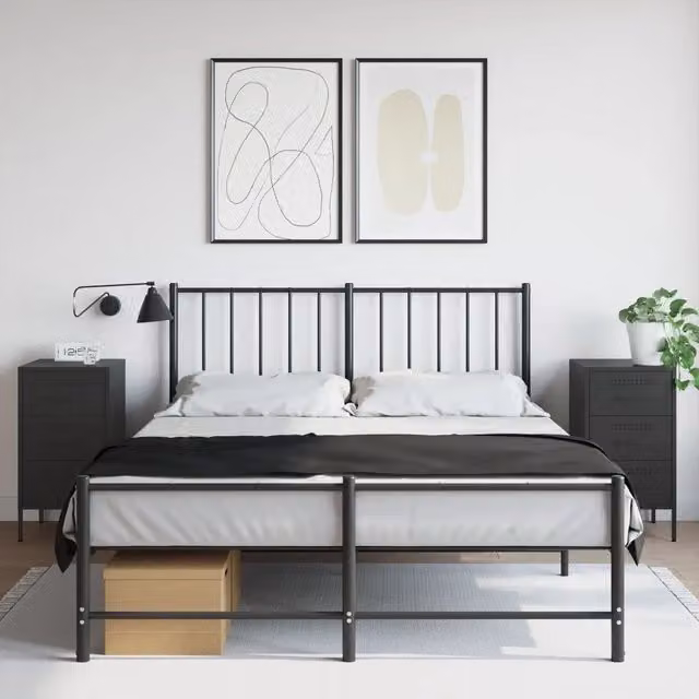 Set di 2 comodini Design Mania neri in metallo stile industrial L/P/H: 36 x 39 x 68 cm