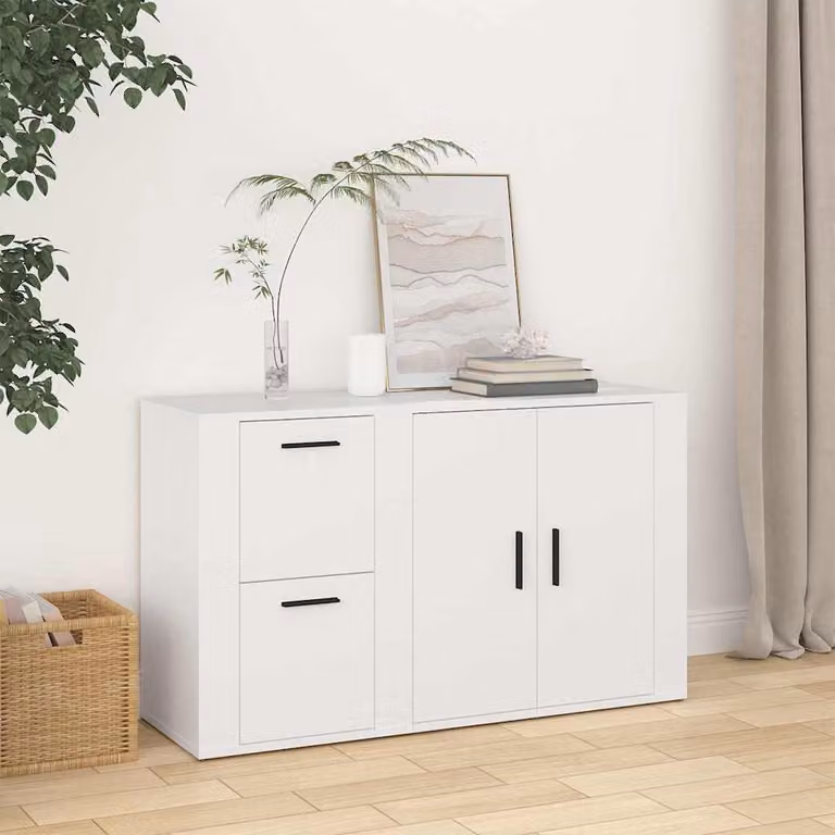 Credenza bianca vidaXL in legno multistrato e MDF, L 100 x P 33 x H 59,5 cm