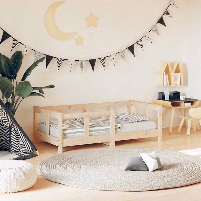 vidaXL Giroletto per Bambini in Legno Massello di Pino, Design a Casetta, L/P/H: 140 x 70 x 78 cm