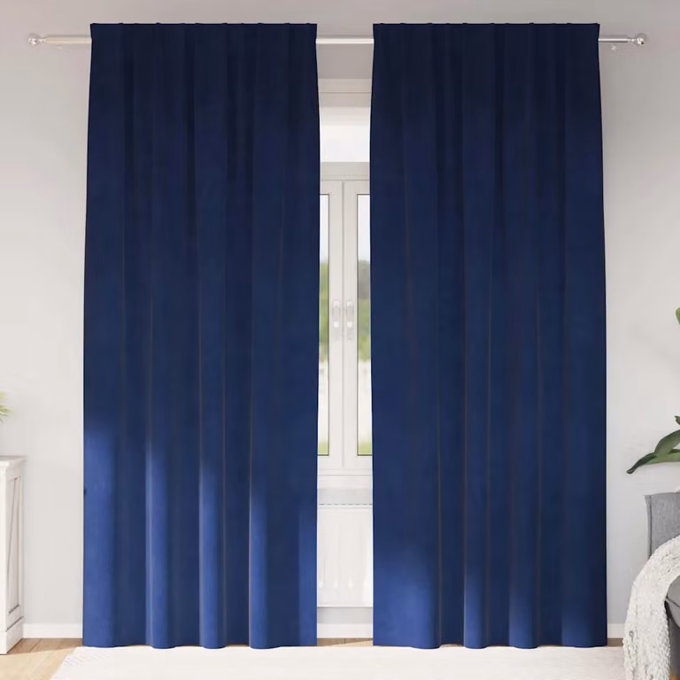 Set di 2 tende oscuranti vidaXL in velluto blu, L: 140 cm, H: 245 cm