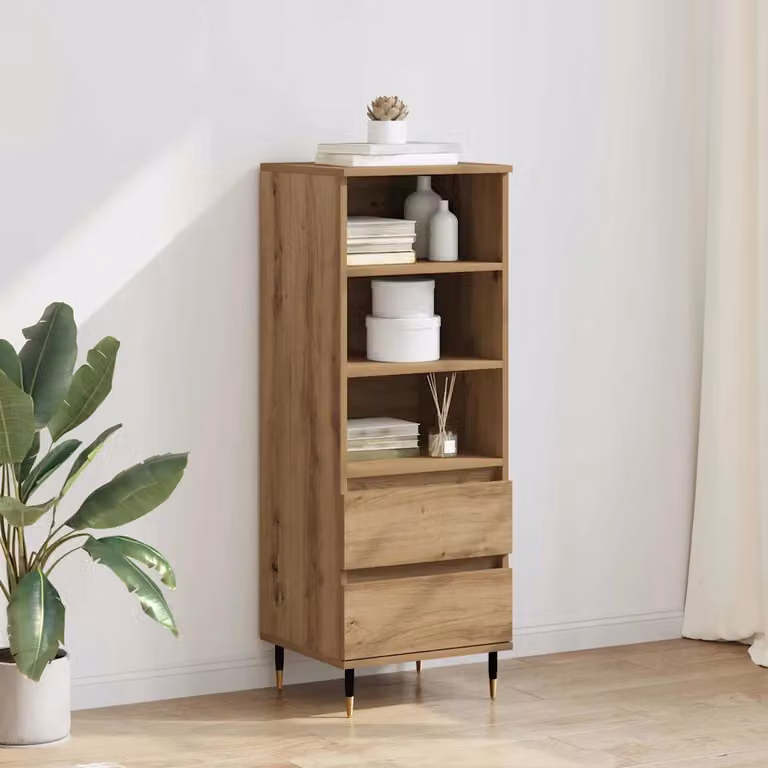 Credenza moderna vidaXL in rovere e metallo, colore marrone, L 40 cm x P 36 cm x H 110 cm