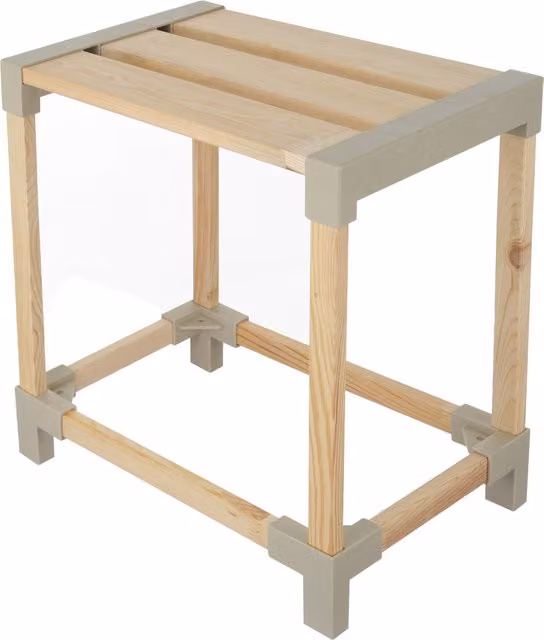 Sgabello minimalista in legno beige L/P/H: 38,5 x 43 x 25 cm