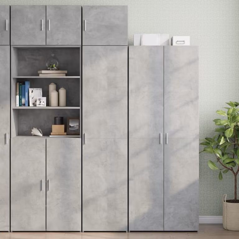 Mobile sottile vidaXL in MDF e legno grigio opaco con ante a battente e ripiani interni L/P/H: 45 x 42,5 x 225 cm