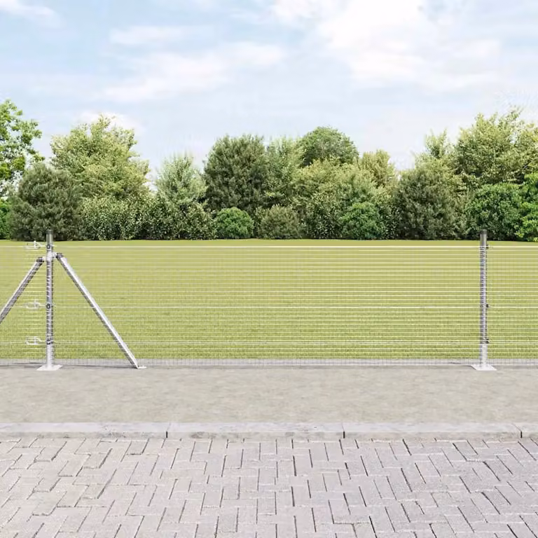 Palo della recinzione rotondo vidaXL in acciaio galvanizzato argento, H: 100 cm, L: 60 cm