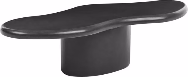 Tavolino decorativo BELIANI in cemento nero, forma ovale irregolare, resistente ad acqua e vento, L: 120 cm, P: 57 cm
