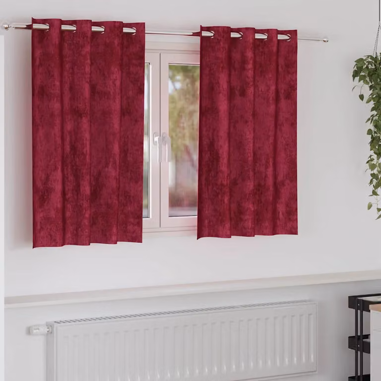 Set di 2 tende in velluto vidaXL rosse, oscuranti e termoisolanti, L: 140 cm x H: 140 cm
