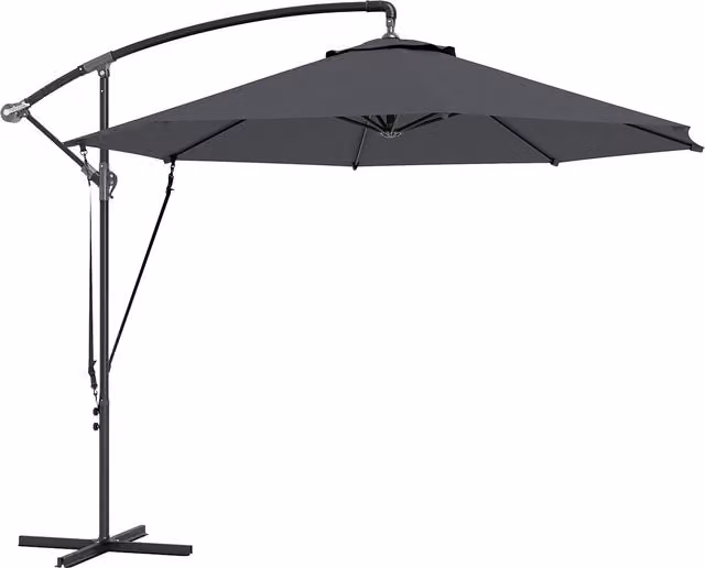 Ombrellone da giardino Outsunny rotondo, inclinabile e girevole con manovella e protezione UPF 50+, Ø 3 m, Grigio