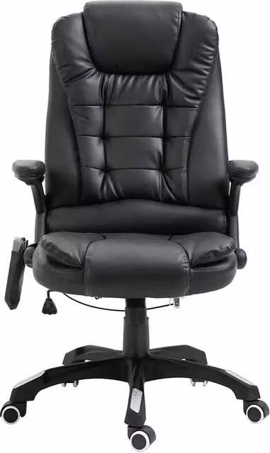 Sedia da Ufficio Executive vidaXL Nera in Similpelle con Poggiatesta e Ruote, Girevole 360 Gradi