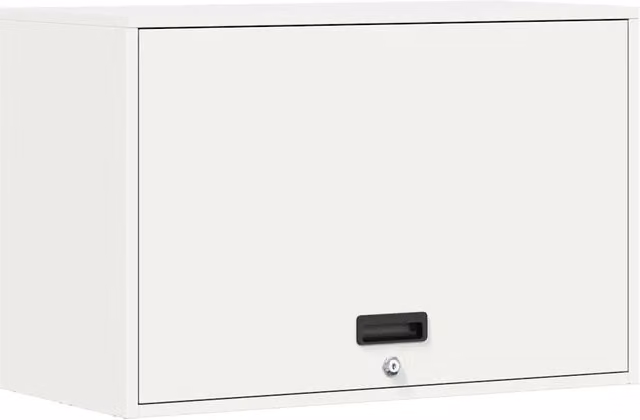 Armadio da parete HELLOSHOP26 in metallo bianco con ante a battente, serratura e ripiani interni, stile industriale, L 80 cm x P 40 cm x H 53 cm