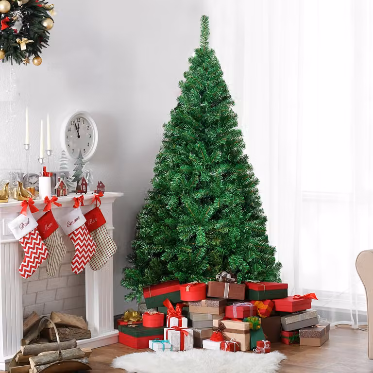 Albero di Natale Costway in PVC e Metallo Verde con 100 Luci LED, Altezza: 180 cm