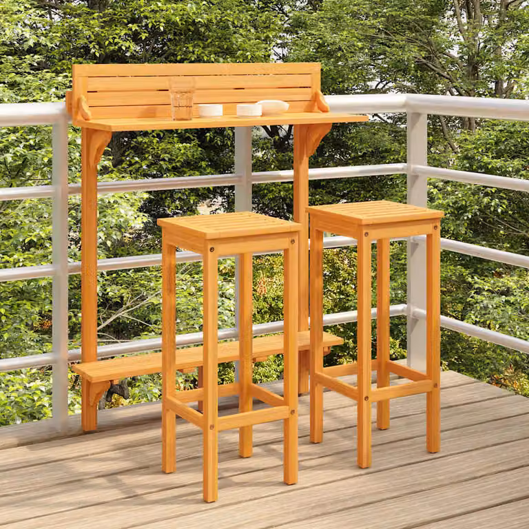 Set da Bar da Balcone 3 pz vidaXL in Legno di Acacia Marrone L/P/H: 122.5 x 90 x 37 cm