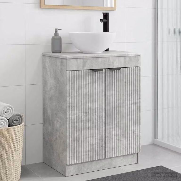Mobile da bagno con lavabo vidaXL moderno in Grigio e Nero L: 54 cm, P: 35 cm, H: 83 cm