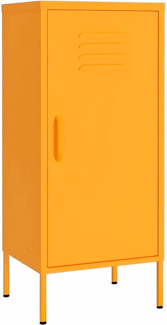 Mobile contenitore moderno in metallo giallo senape con 2 ripiani regolabili L/P/H: 42,5 x 35 x 101,5 cm