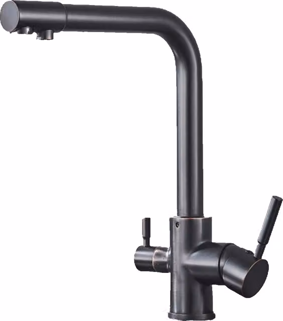 Miscelatore da cucina Klarwerk Felice a 3 vie per acqua potabile e filtrata in acciaio inossidabile nero opaco