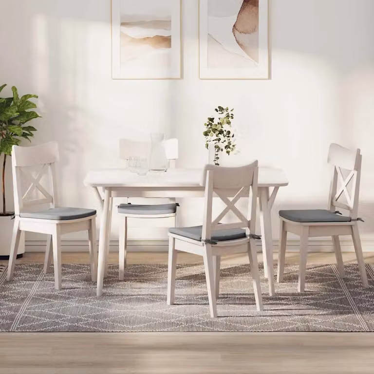 Set di 4 cuscini per seduta quadrati vidaXL in tessuto grigio, lavabili in lavatrice, L/P/H: 40 x 40 x 3 cm