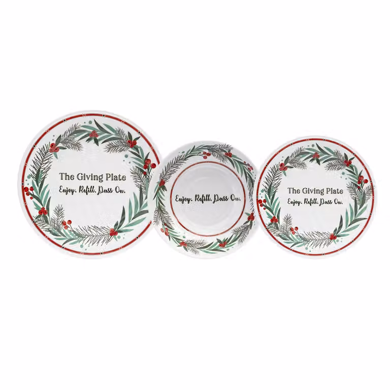 Servizio di piatti natalizio The Giving Plate Vestiamo Casa in melamina bianca, 12 pezzi