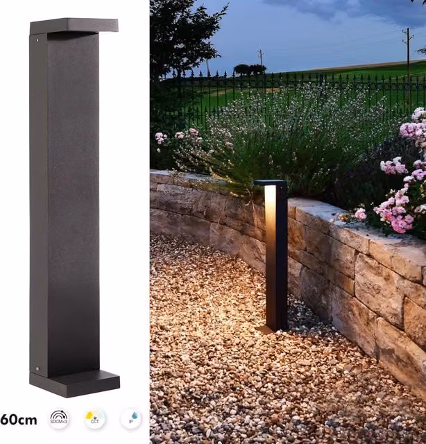 Lampione LED DEKO-LIGHT LERNA 600 da esterno in metallo e alluminio, luce per giardino e viale, IP65, Altezza: 60 cm