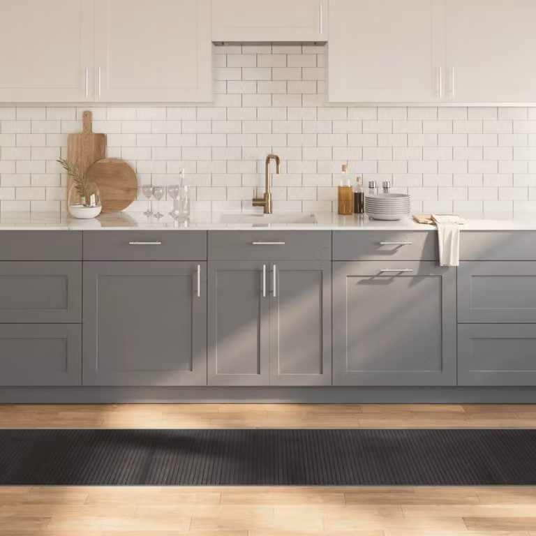 Tappeto rettangolare moderno vidaXL in bambù e polipropilene grigio, L: 60 cm, P: 300 cm