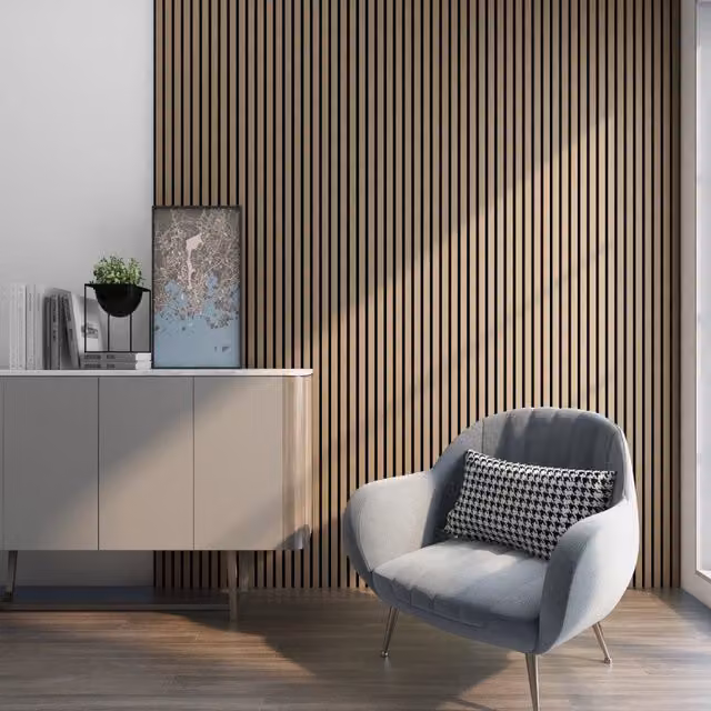 Set di 8 Pannelli Fonoassorbenti Decorativi in MDF Effetto Legno Marrone NEU.HOLZ