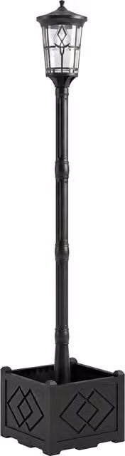 Outsunny Lampione Solare da Giardino con Vaso, Nero, L/P/H: 41.5 x 41.5 x 202.5 cm