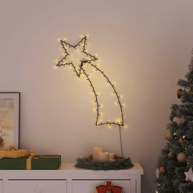 vidaXL Luci di Natale Stella Cadente Silhouette con 115 LED Bianco Caldo