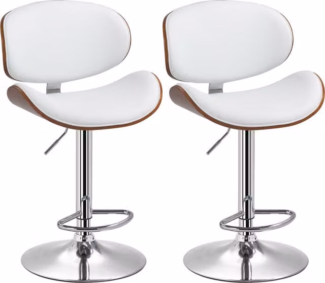 Set da 2 sgabelli da bar HOMCOM con altezza regolabile, colore bianco, L/P/H: 52 x 53 x 112 cm