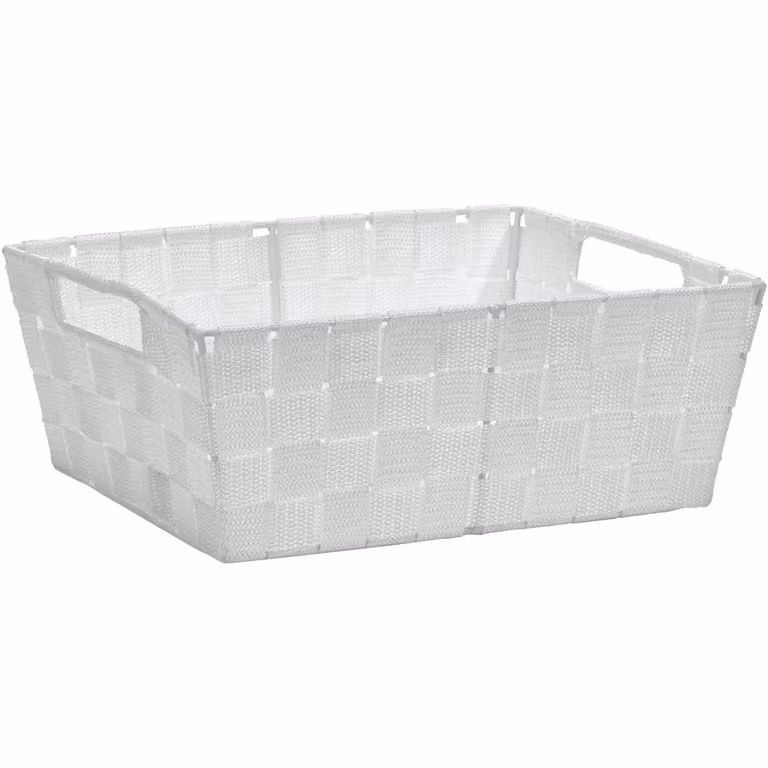Cestino con manici Vestiamo Casa bianco in plastica H: 12 cm, L: 31,5 cm, P: 26 cm