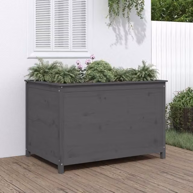 Fioriera Rialzata da Giardino vidaXL in Legno di Pino Grigio L: 119,5 cm, P: 82,5 cm, H: 78 cm