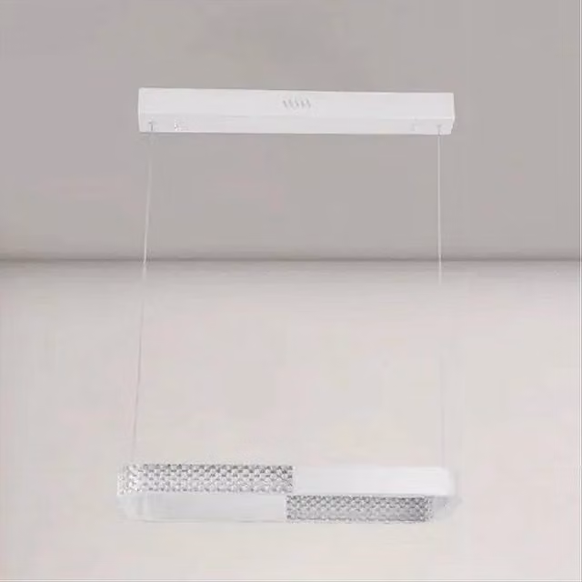 Lampadario a Sospensione LED Trade Shop Rettangolare Bianco Cristallo con Telecomando e Dimmerabile L 120 cm x P 25 cm x H 25 cm